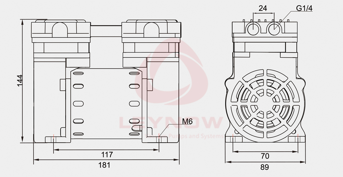KB-030V 无油真空泵尺寸图