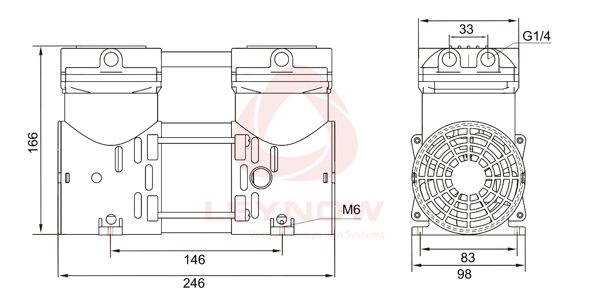KB-050H 无油真空泵尺寸图