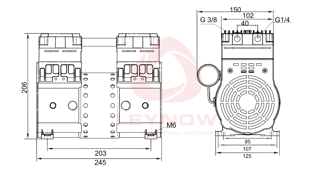 KB-200V 无油真空泵曲线表 KB-200V 无油真空泵曲线表